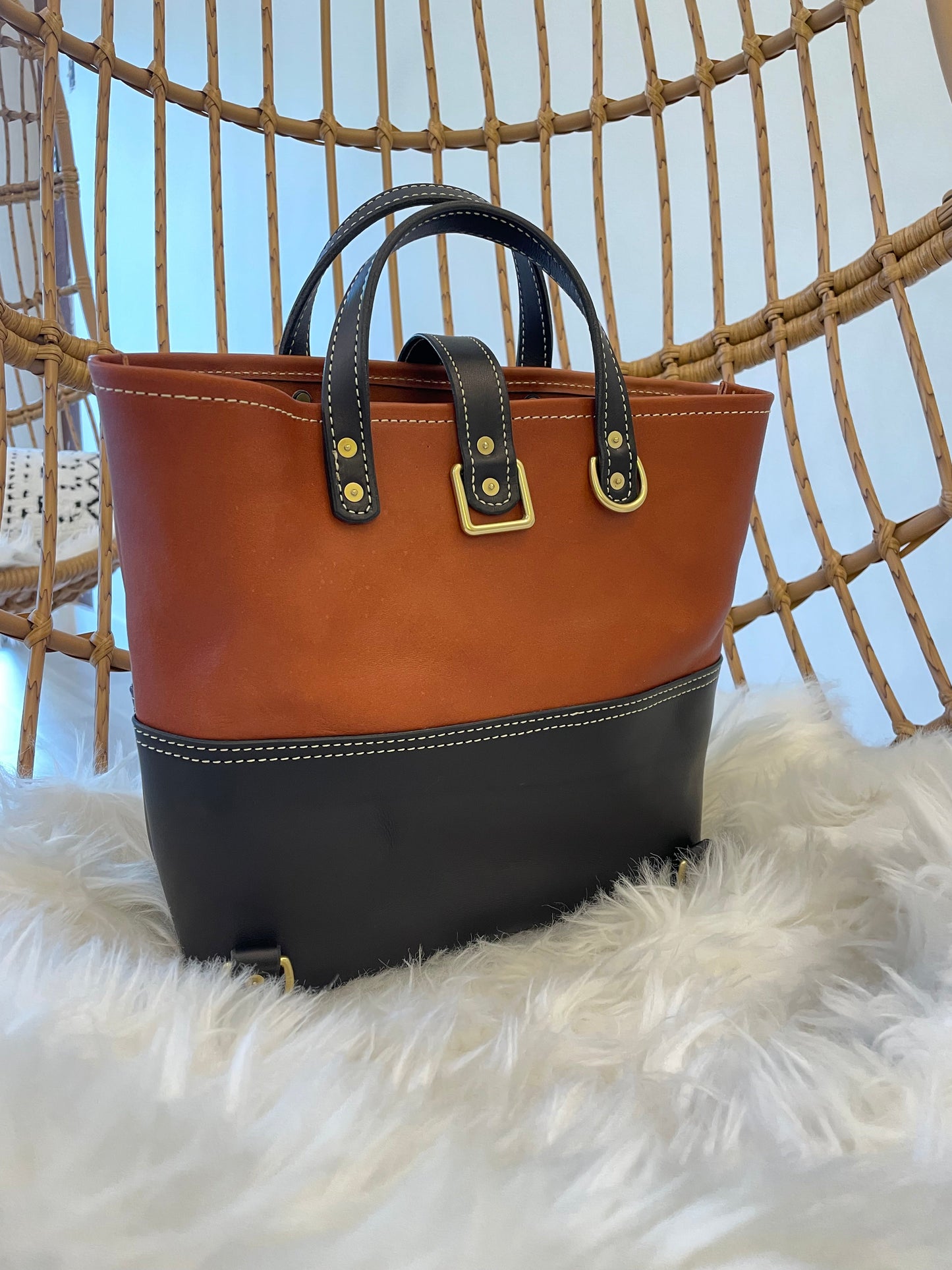 Custom Handcrafted Mid-Size Convertible Market Tote Backpack/Shoulder/Handle