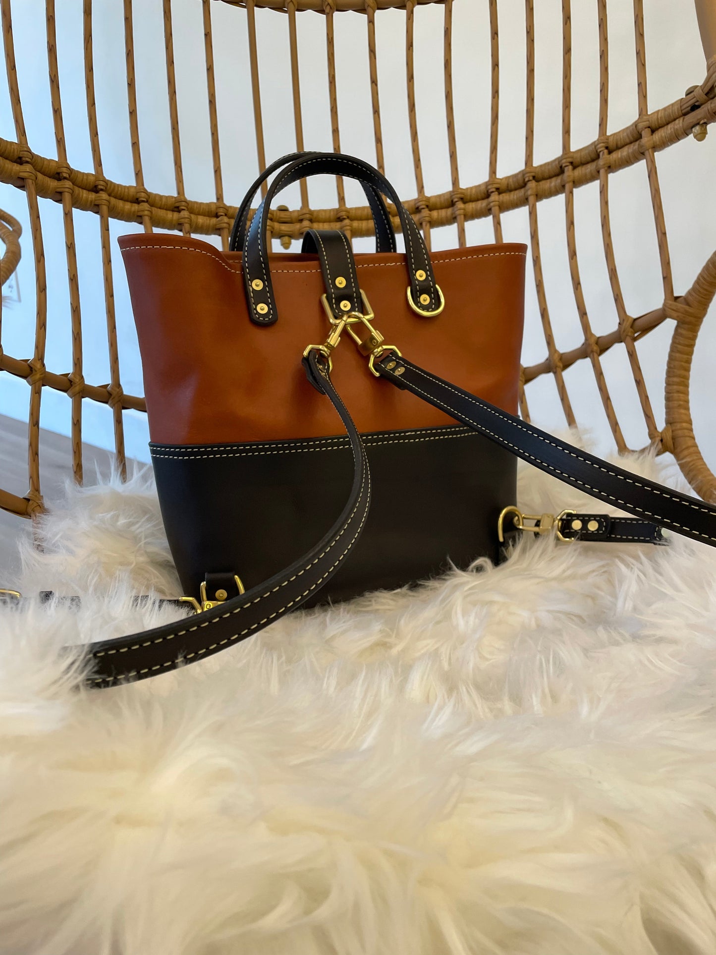 Custom Handcrafted Mid-Size Convertible Market Tote Backpack/Shoulder/Handle