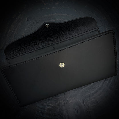 Handcrafted Leather Billfold with Zipper Pouch and Snap Closure