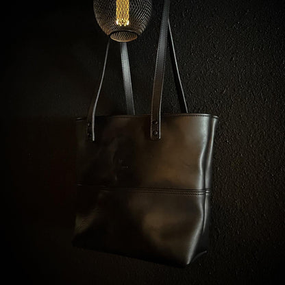 Blacked Out Handcrafted Mid-Size Market Tote