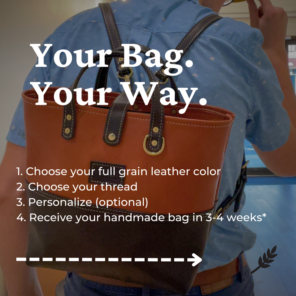 Handcrafted Mid-Size Convertible Market Tote Backpack/Shoulder/Handle